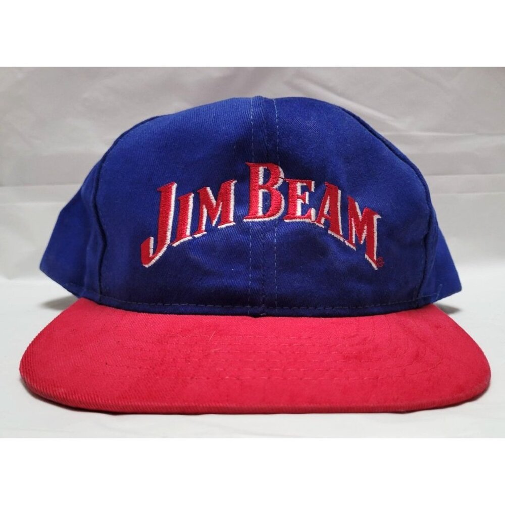 Vintage Jim Beam Blue Red Adjustable Snapback Baseball Hat Cap OSFM